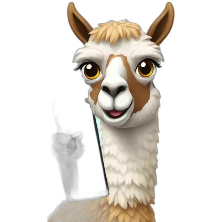 llama with mobile phone emoji