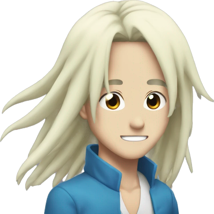 man with long blue hair aoba seragaki emoji