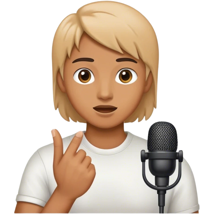 Hand tapping a mic emoji