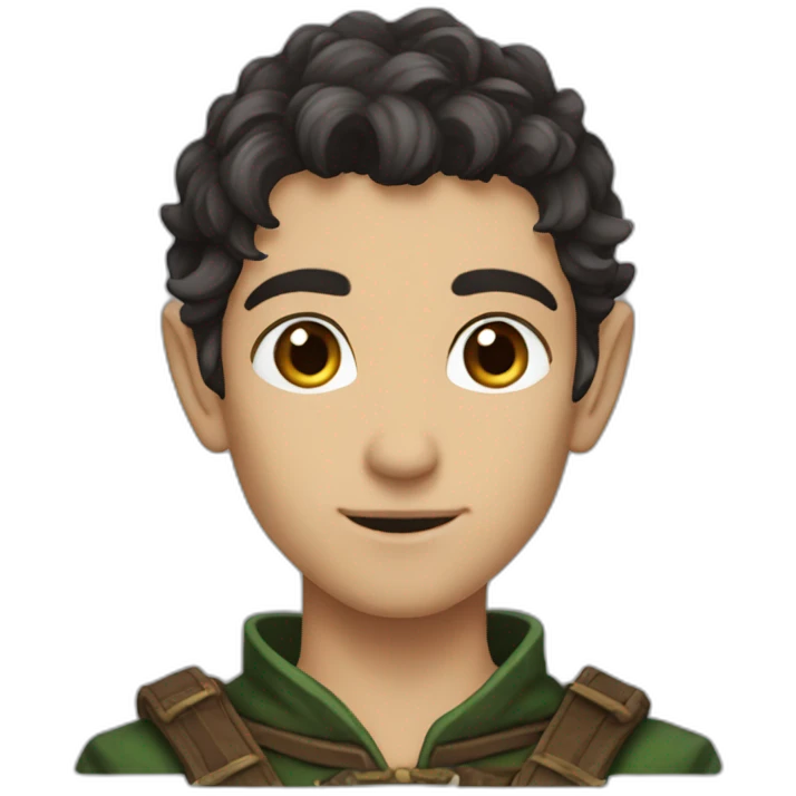 dark choppy hair introvert elf ranger attractive male emoji