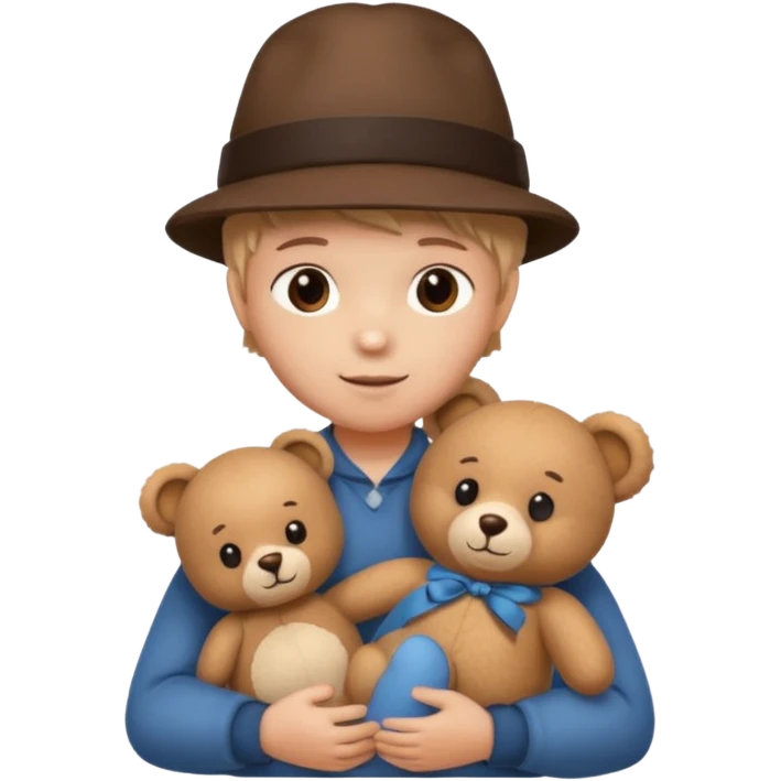 kid wearing hat with teddy bear  emoji