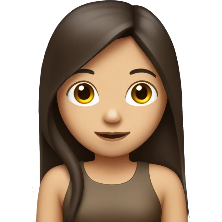 girl with dark brown long straight hair with monkey on her shoulder  emoji