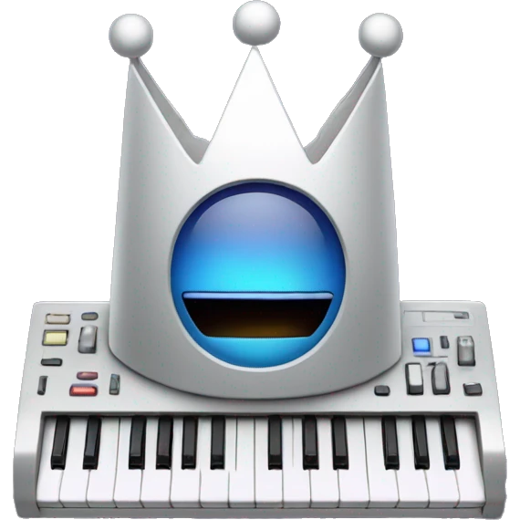 a synth with a crown on the corner emoji