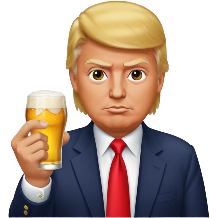 Donald trump holding up a middle finger with a Busch apple lite beer emoji