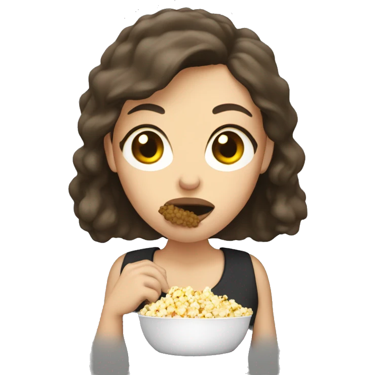White brunette woman putting popcorn in her mouth emoji
