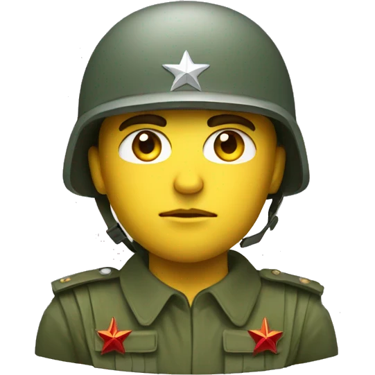 ussr soldier serious with military helmet emoji