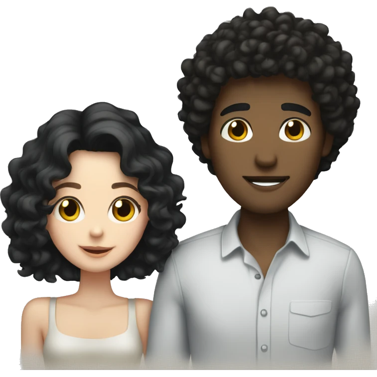 white brunette boyfriend and white curly black haired girlfriend emoji