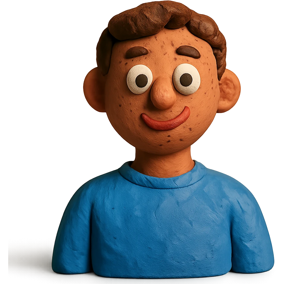 blue shirt in claymation style emoji