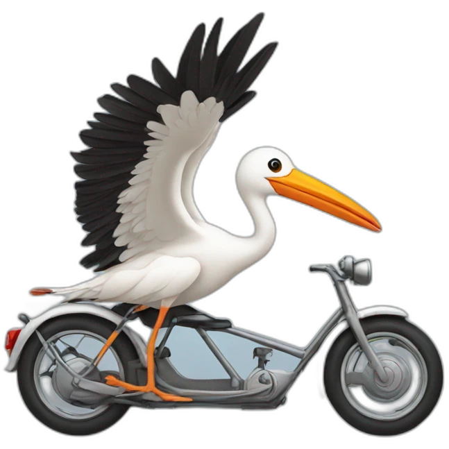 Stork driving emoji