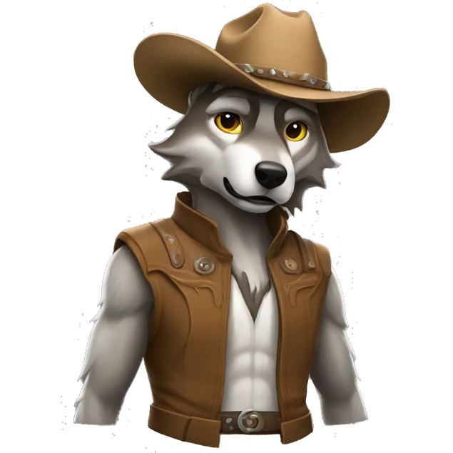 Wolf with cowboy hat jedi emoji