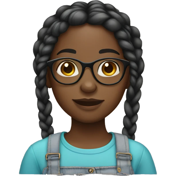 A black girl with braids and braces with glasses  emoji
