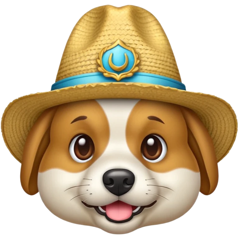 hazme un emoji de un perro con sombrero asombrado emoji
