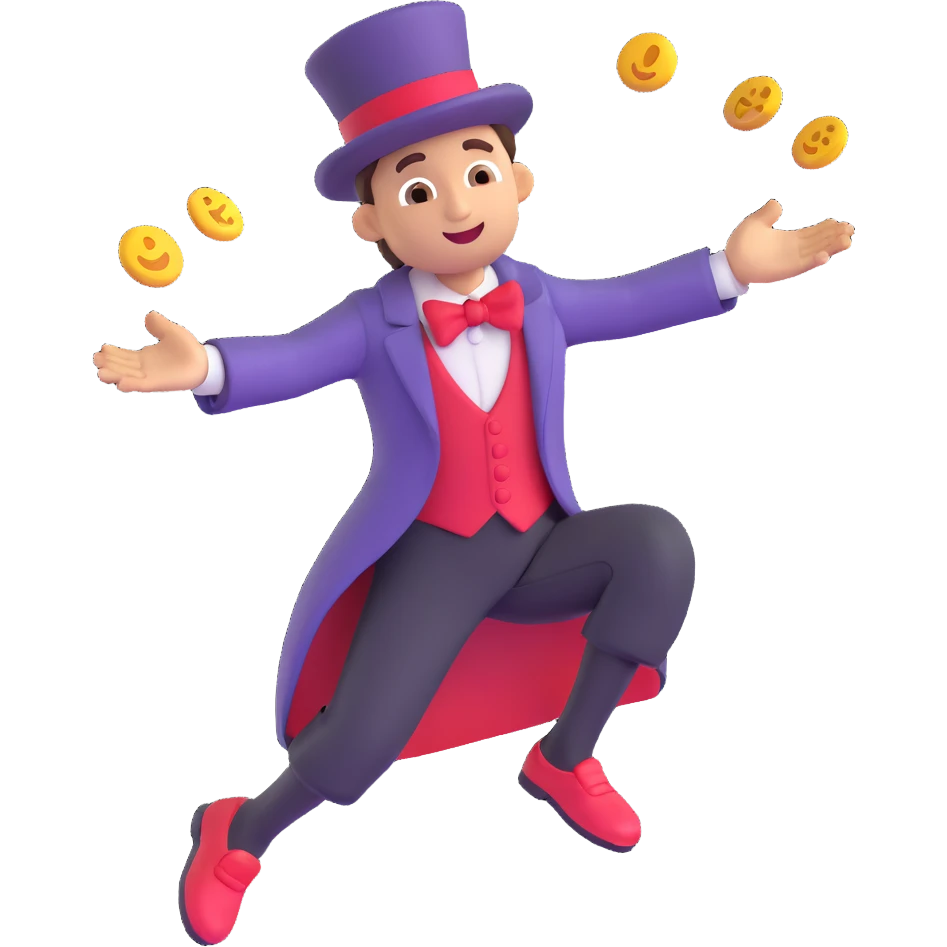 street magician levitating, 3D emoji style emoji