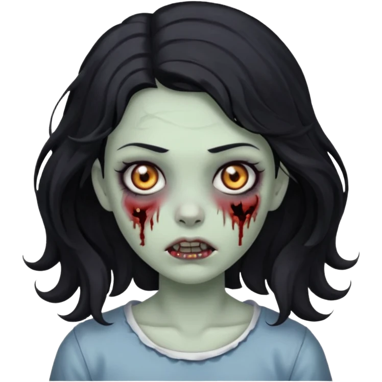 garota zumbi com cabelo preto ondulado emoji