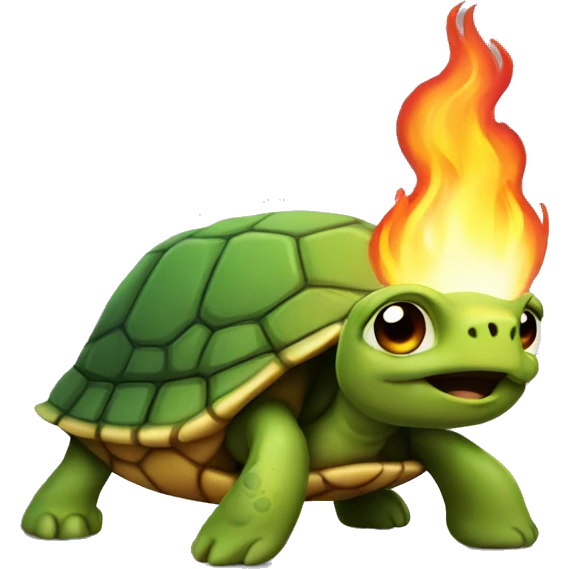 Turtle breathing fire emoji