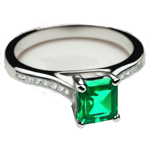 Silver dainty Emerald engagement ring emoji