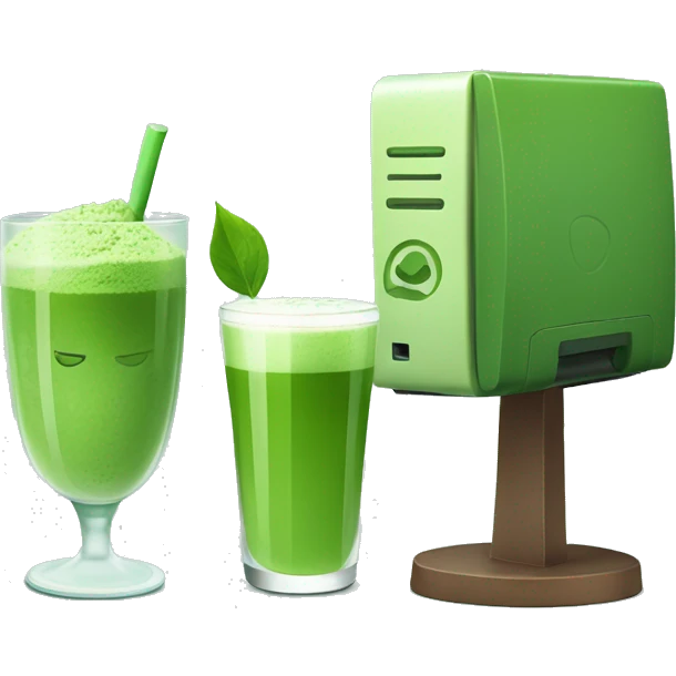 A glass of matcha and a computer nearby A glass of matcha and a computer nearby  emoji