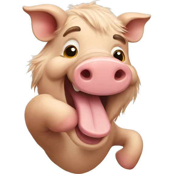Long hairy pig with thumb Up emoji