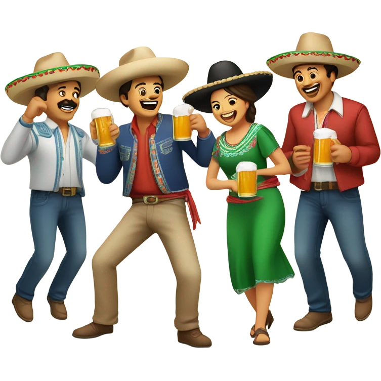 mexican drinking beer and dancing emoji