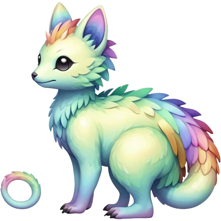Rare realistic exotic pastel rainbow whitish iridescent cute epic pretty beautiful handsome gorgeous aesthetic colorful vibrant Vernid-Trico-species-Fakemon-creature by LiLaiRa, 4 legs, 1 tail, random markings, (full body) emoji