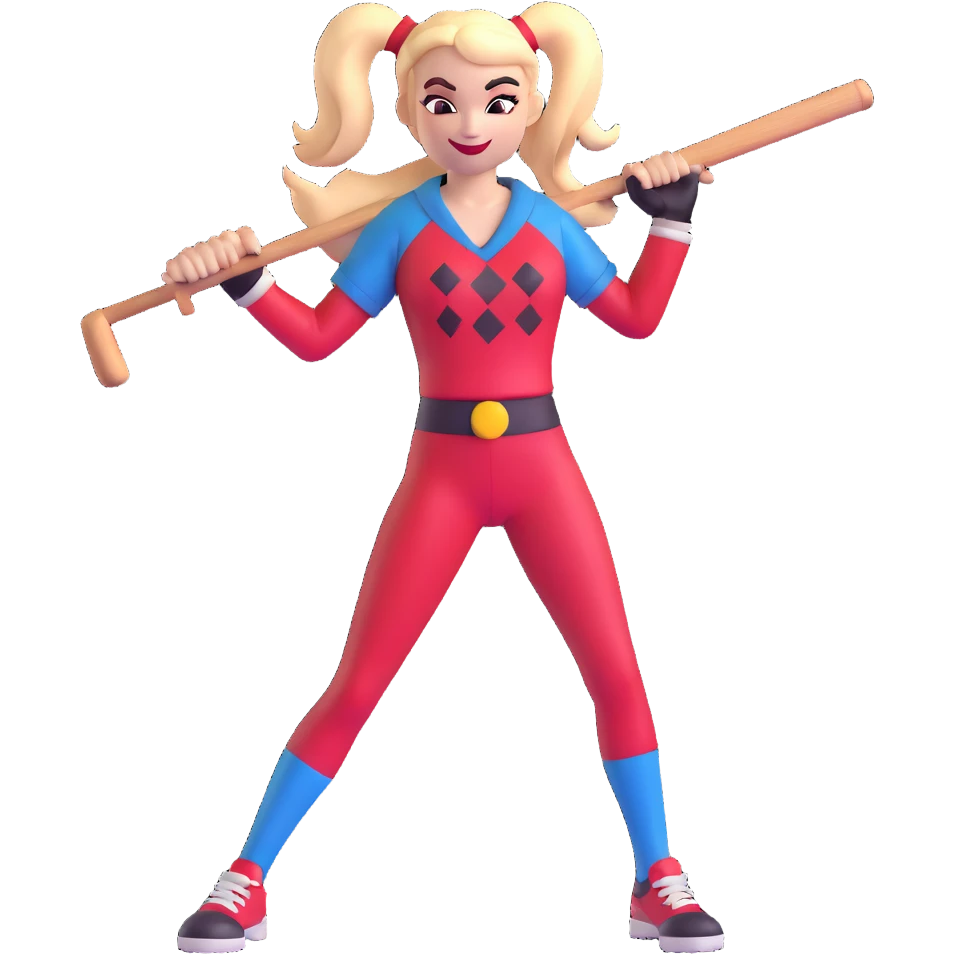 Harley Quinn holding a baseball bat emoji