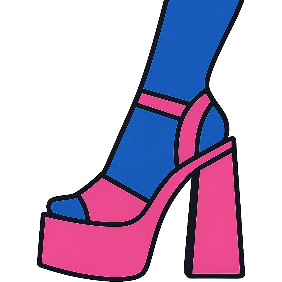 pink platform heel with leg in stockings emoji