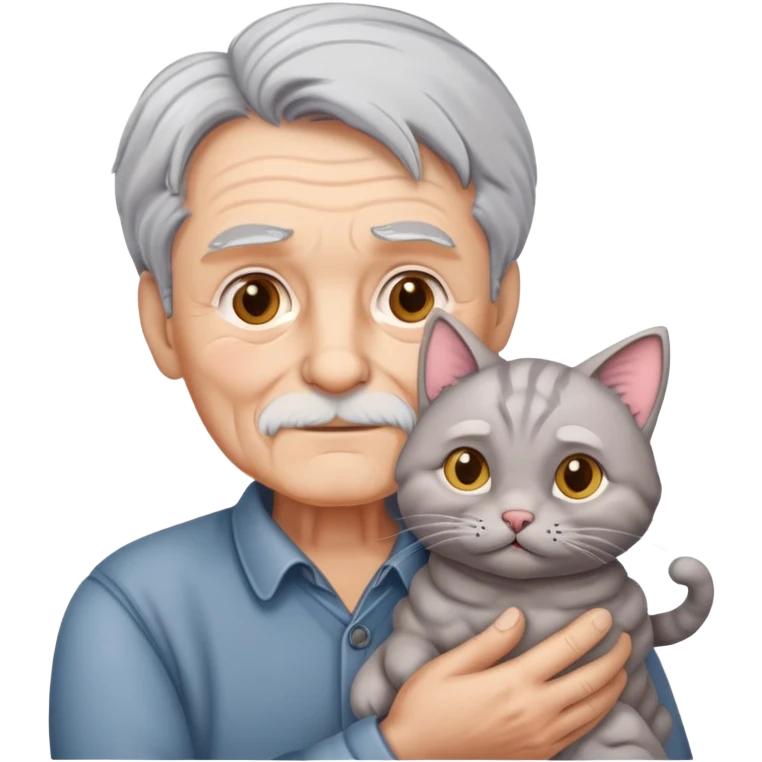 An old man holding a cat emoji
