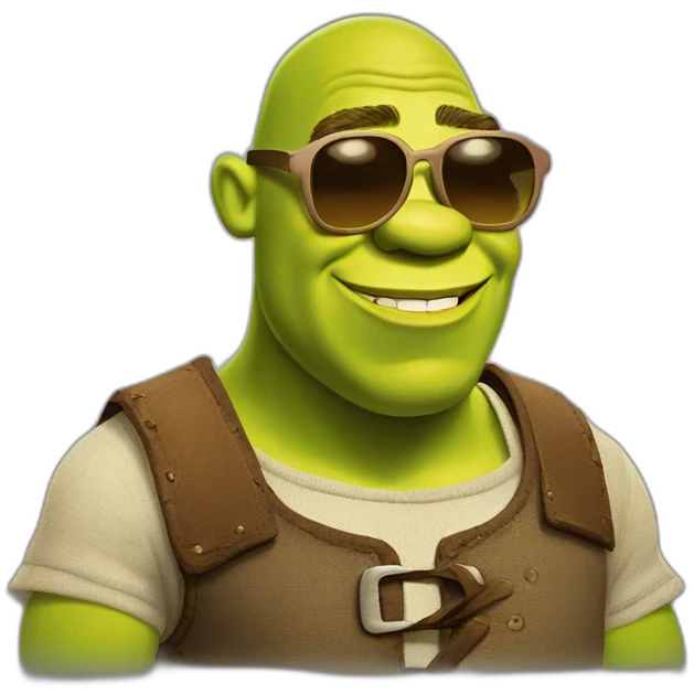 Shrek blushing and with sunglasses emoji