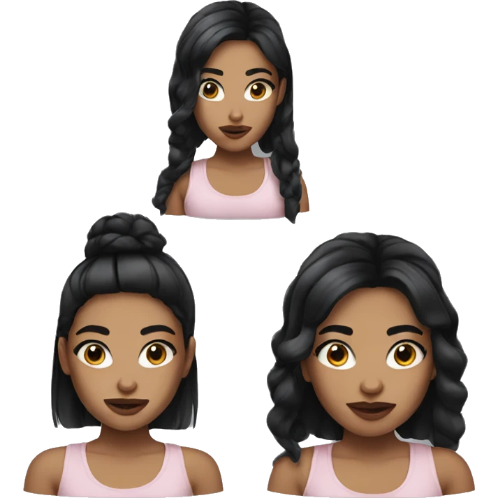 girl with black hair using makeup emoji