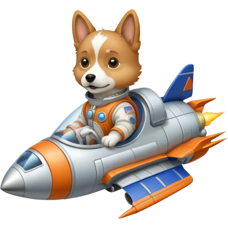 dog riding a rocket ship emoji