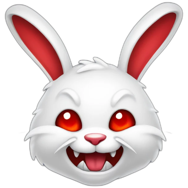evil white rabbit with sharp fangs with red around mouth emoji