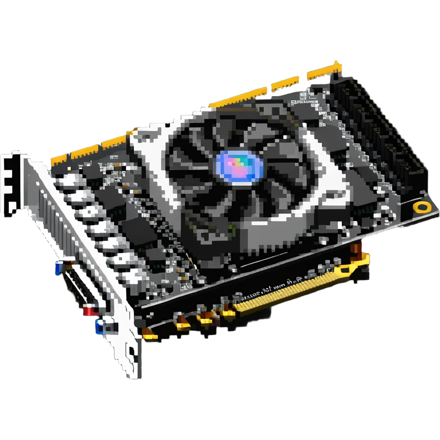 video graphics card with heatsink and display ports emoji