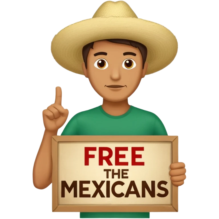 Guy with holding sing that says free the mexicans emoji