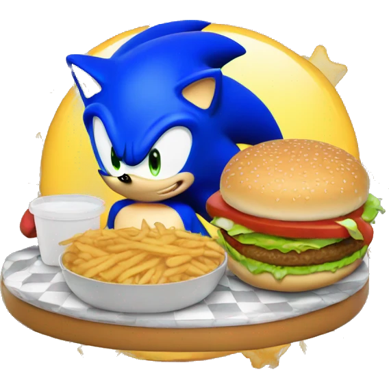 Sonic qui mange un burger emoji