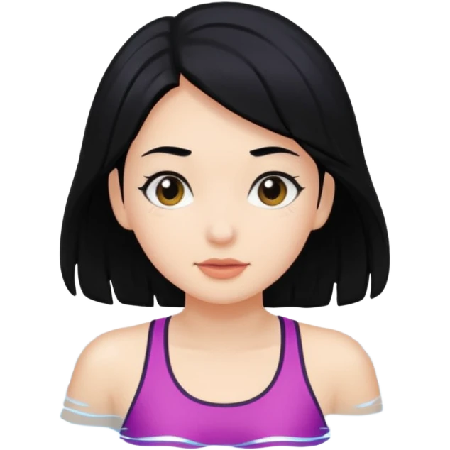 Girl with black hair swimming  emoji