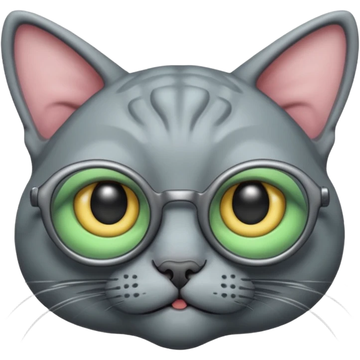 alien cat with no fur, and spectacles emoji