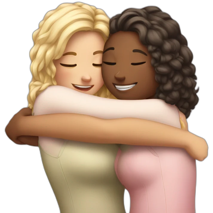 Hug two girlfriends emoji