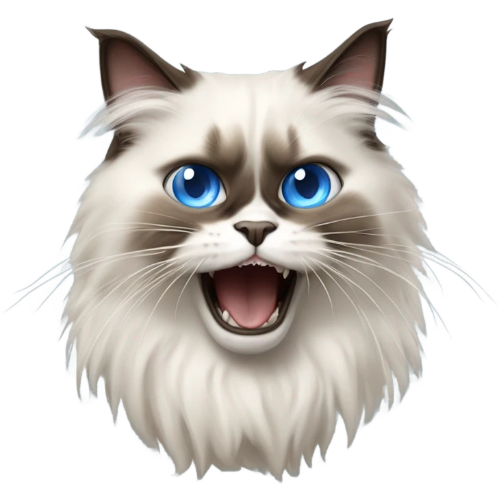 fluffy ragdoll cat screaming emoji