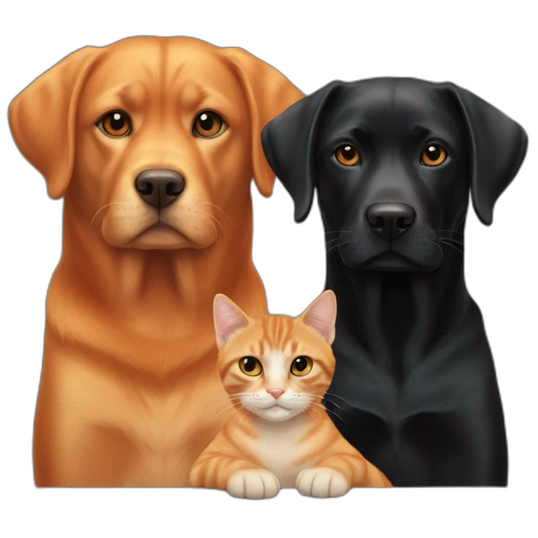 orange cat and black labrador dog emoji