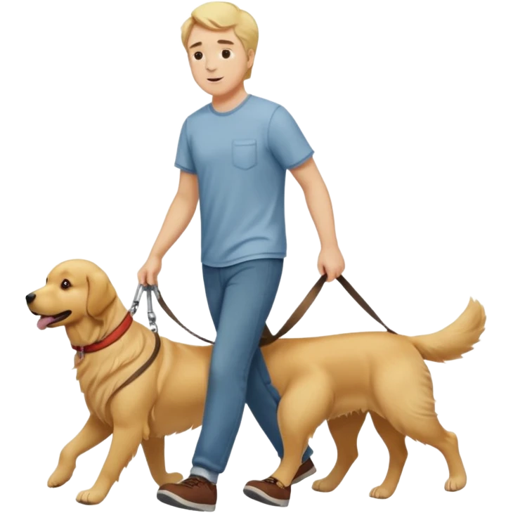 White men walking with golden retriever emoji