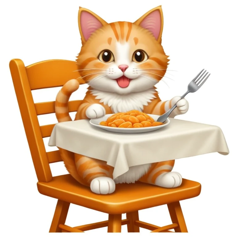 help me generate an emoji of a cat eating dinner on a high chair emoji
