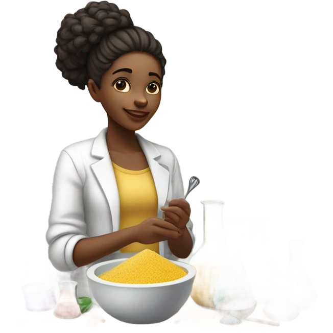 Technologist girl creates body salt with love emoji