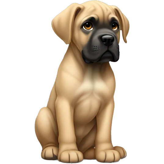 cane corso puppy with uncropped ears a black snout and tan fur  emoji