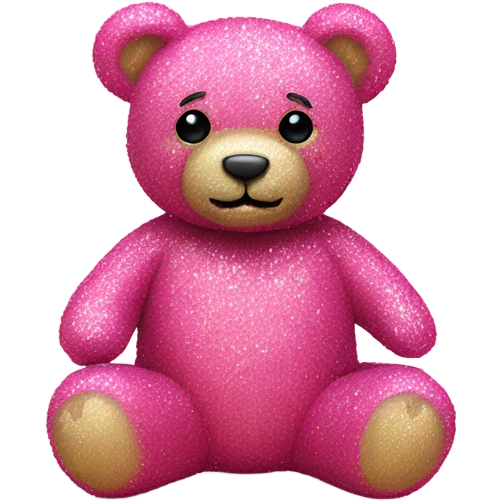 Pink teddy bear made fully of roses with glitter  emoji