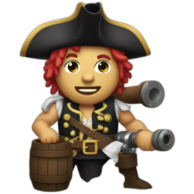 Pirate with biceps and a cannon emoji