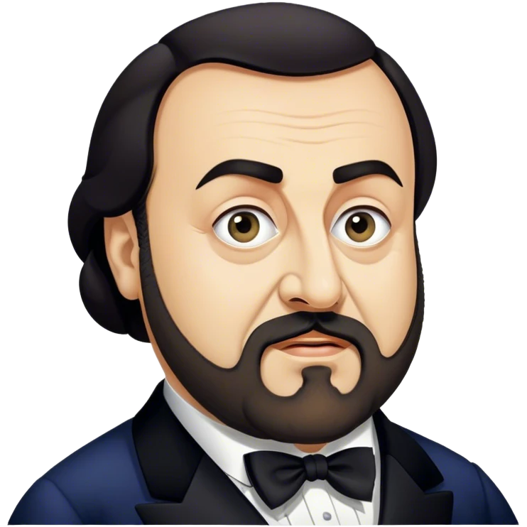 Cinematic Realistic Luciano Pavarotti Portrait Emoji, depicted as a charismatic operatic tenor with expressive eyes and commanding stage presence, rendered with rich elegant textures and warm theatrical lighting that captures his timeless vocal brilliance. emoji