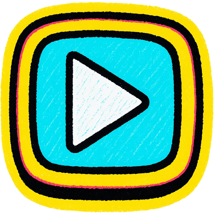 Graphic: 🎥 Play button icon (white) with yellow glow.
Animation: Play button pulses softly.
Background: Transparent.


 emoji