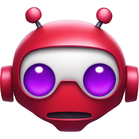 Red robot with purple eyes face cute  emoji