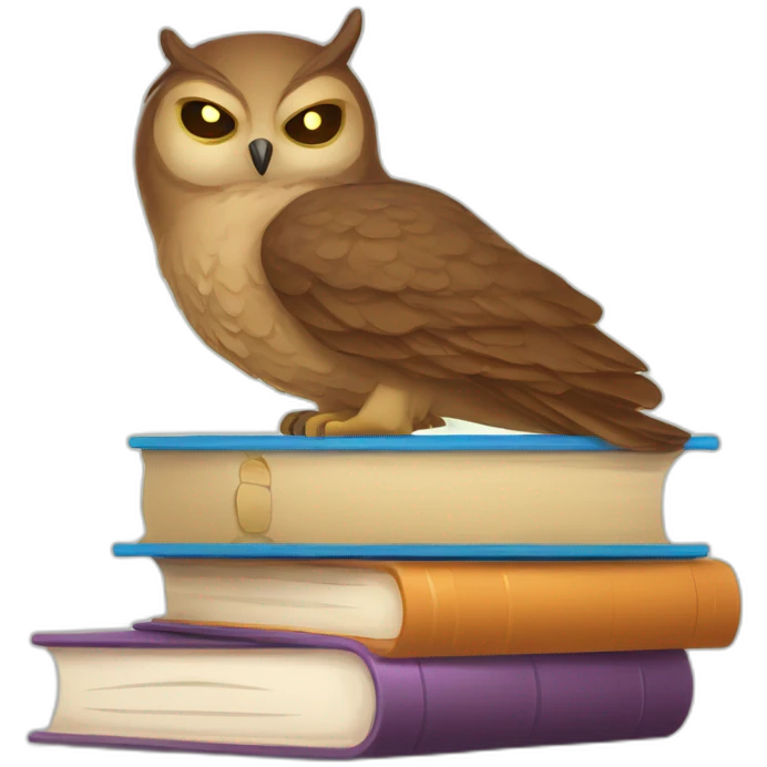 Duolingo owl sleeping on books emoji