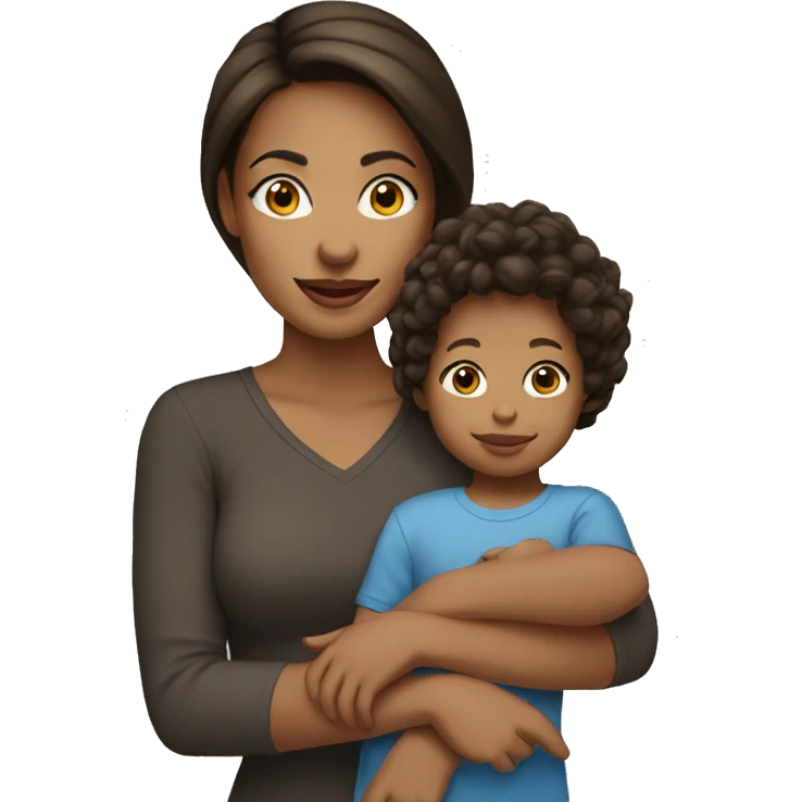 light skin brunette woman holding toddler emoji